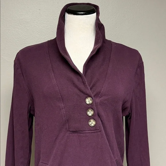 Banana Republic Plum Henley Sweatshirt Size M - Picture 2 of 6